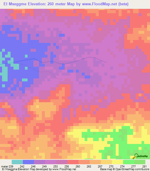 El Mseggme,Mauritania Elevation Map