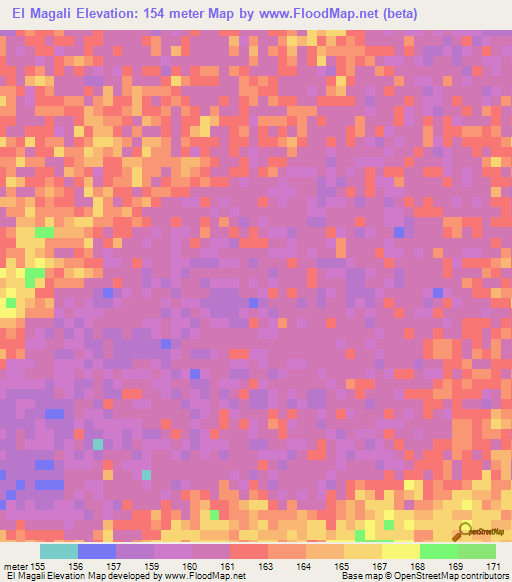 El Magali,Mauritania Elevation Map