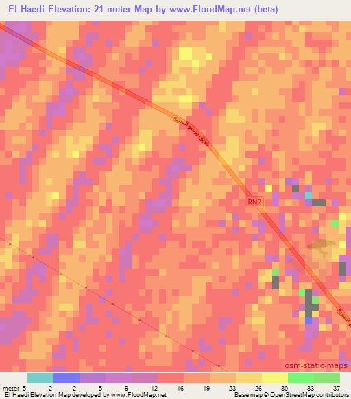 El Haedi,Mauritania Elevation Map
