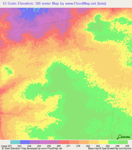 El Grain,Mauritania Elevation Map