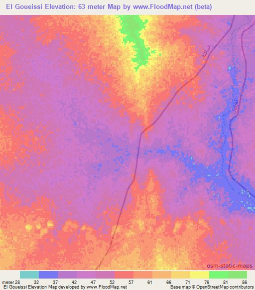 El Goueissi,Mauritania Elevation Map