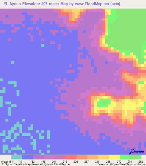 El 'Ayoun,Mauritania Elevation Map