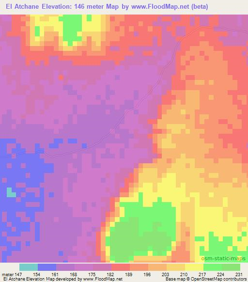 El Atchane,Mauritania Elevation Map