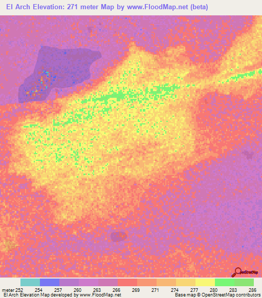 El Arch,Mauritania Elevation Map