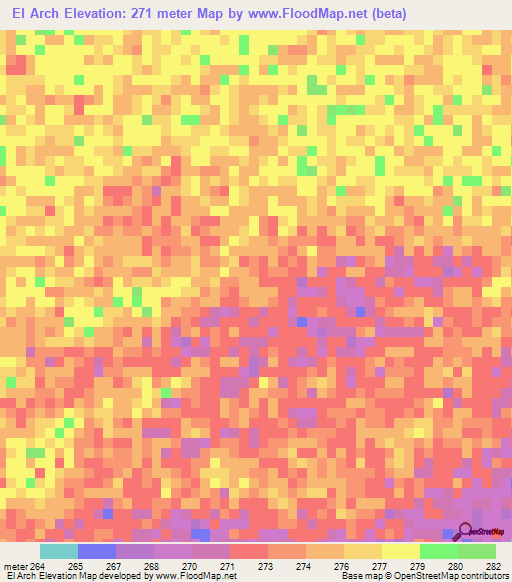 El Arch,Mauritania Elevation Map