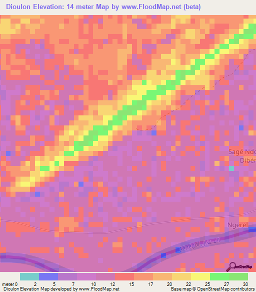 Dioulon,Mauritania Elevation Map