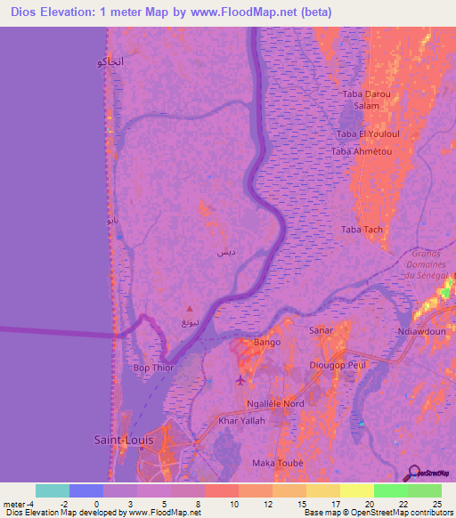 Dios,Mauritania Elevation Map
