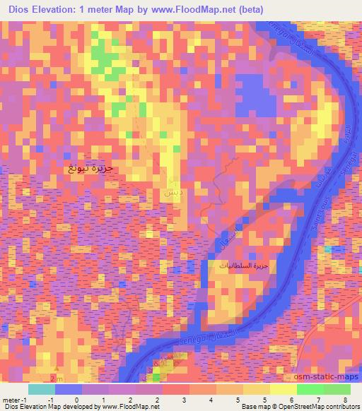 Dios,Mauritania Elevation Map