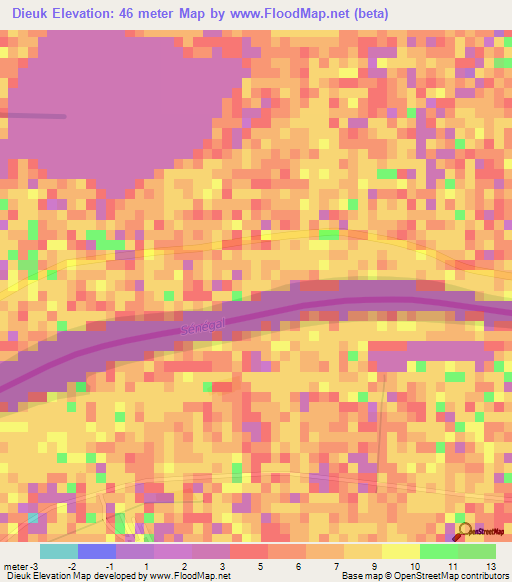 Dieuk,Mauritania Elevation Map