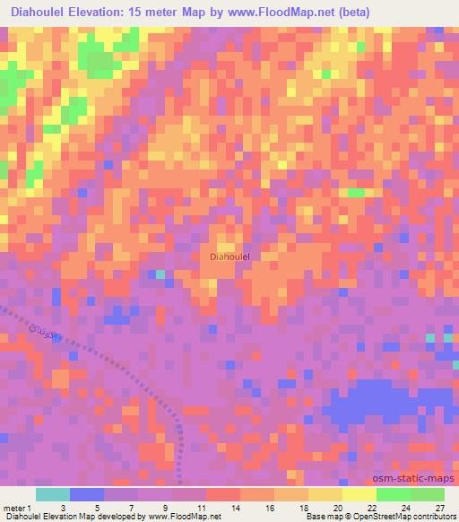 Diahoulel,Mauritania Elevation Map