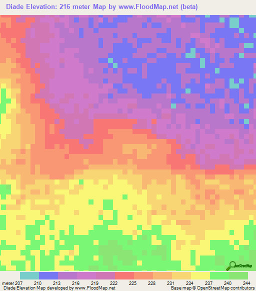 Diade,Mauritania Elevation Map