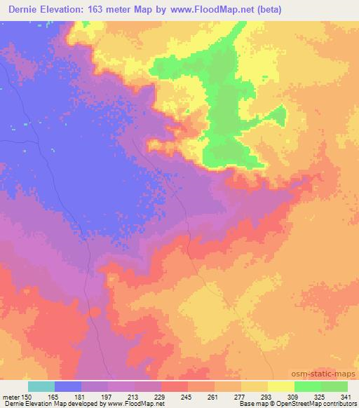 Dernie,Mauritania Elevation Map