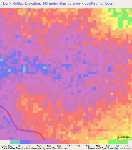 Derik Kelilae,Mauritania Elevation Map