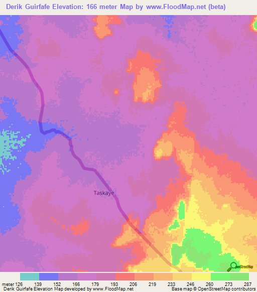 Derik Guirfafe,Mauritania Elevation Map