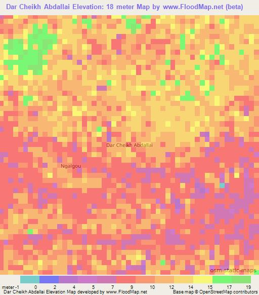 Dar Cheikh Abdallai,Mauritania Elevation Map