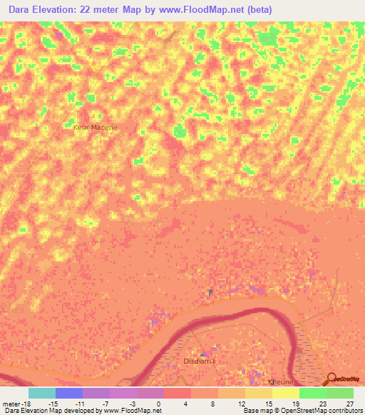 Dara,Mauritania Elevation Map