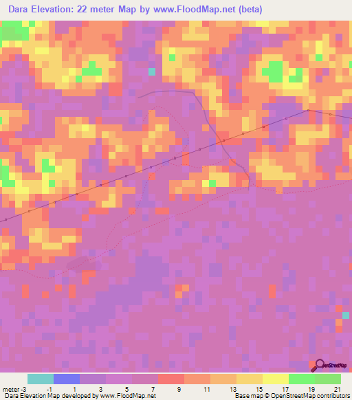 Dara,Mauritania Elevation Map