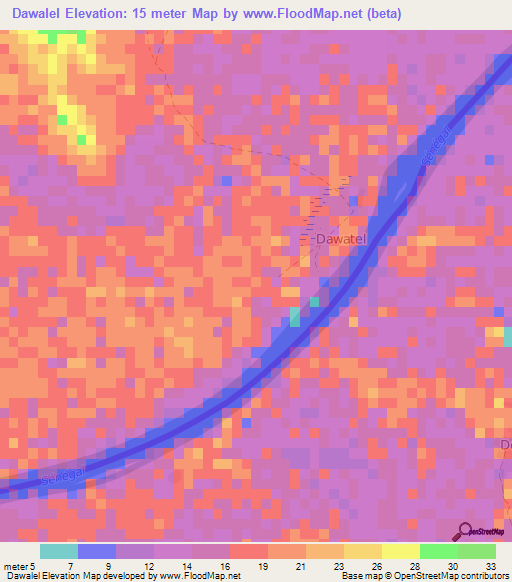 Dawalel,Mauritania Elevation Map