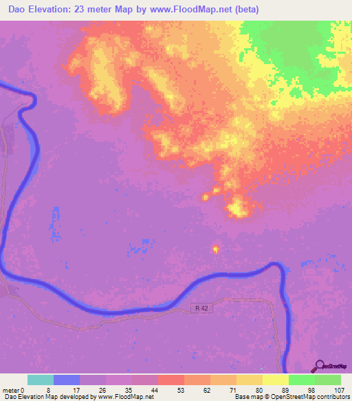 Dao,Mauritania Elevation Map