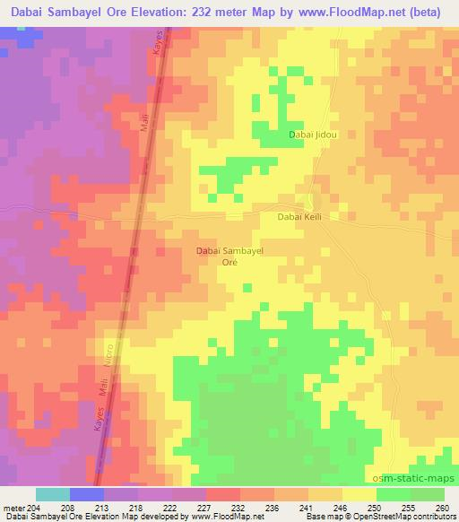 Dabai Sambayel Ore,Mauritania Elevation Map
