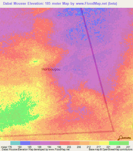 Dabai Mousse,Mauritania Elevation Map