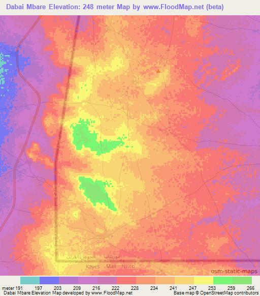 Dabai Mbare,Mauritania Elevation Map
