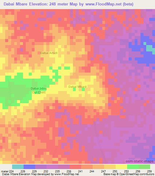 Dabai Mbare,Mauritania Elevation Map