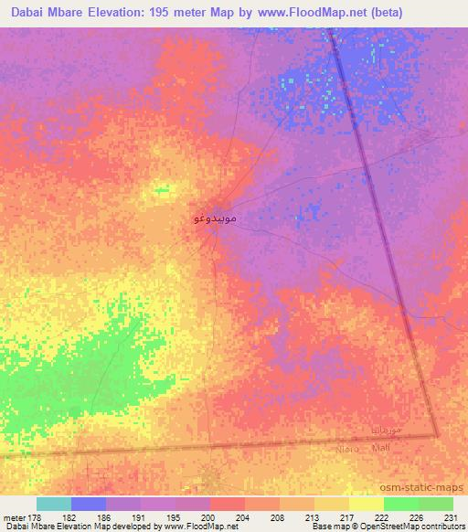 Dabai Mbare,Mauritania Elevation Map
