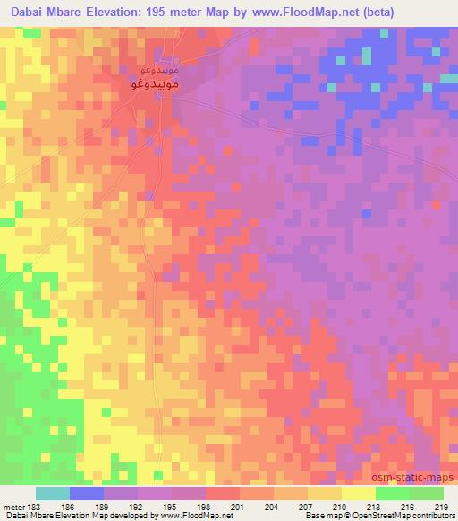 Dabai Mbare,Mauritania Elevation Map