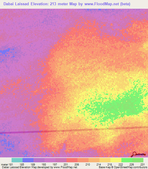 Dabai Laissad,Mauritania Elevation Map