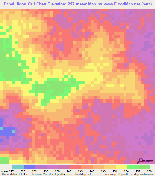 Dabai Jidou Oul Chett,Mauritania Elevation Map