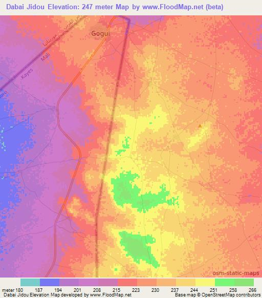 Dabai Jidou,Mauritania Elevation Map