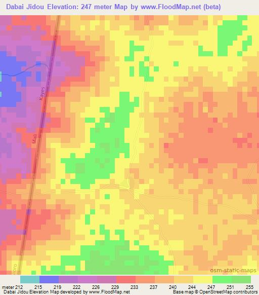 Dabai Jidou,Mauritania Elevation Map