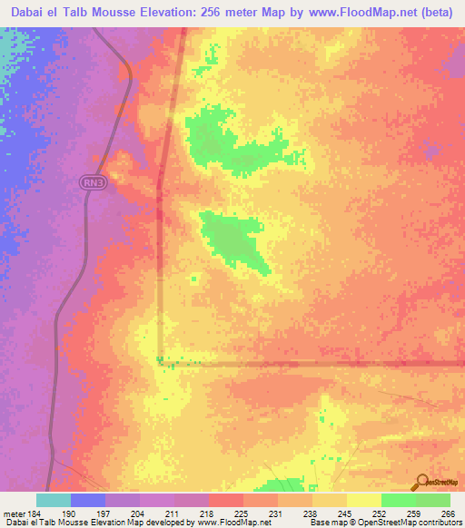 Dabai el Talb Mousse,Mauritania Elevation Map