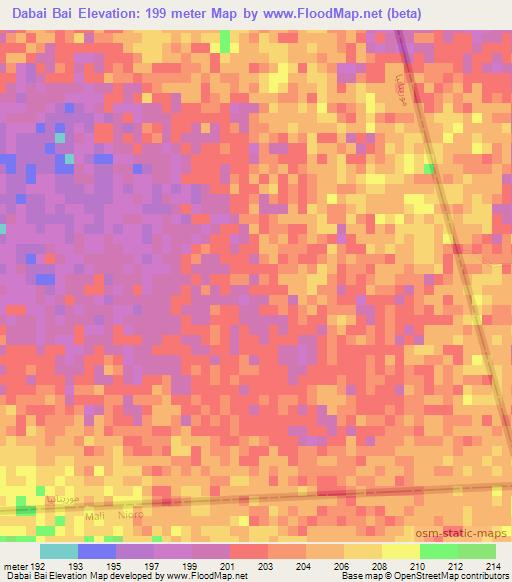 Dabai Bai,Mauritania Elevation Map