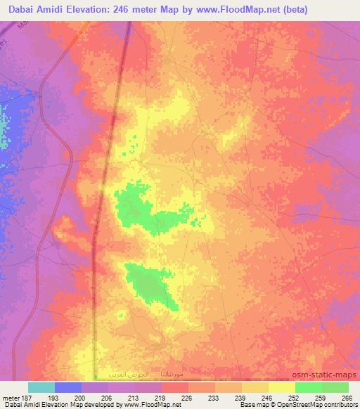 Dabai Amidi,Mauritania Elevation Map