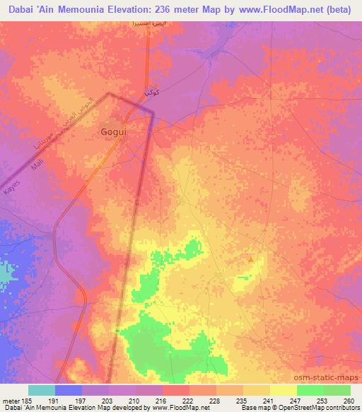 Dabai 'Ain Memounia,Mauritania Elevation Map