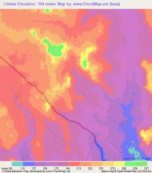 Chkata,Mauritania Elevation Map