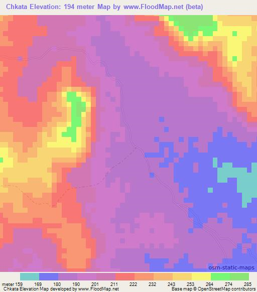 Chkata,Mauritania Elevation Map