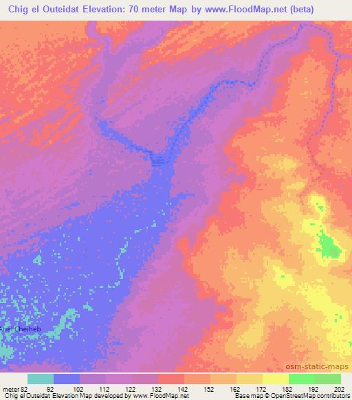 Chig el Outeidat,Mauritania Elevation Map