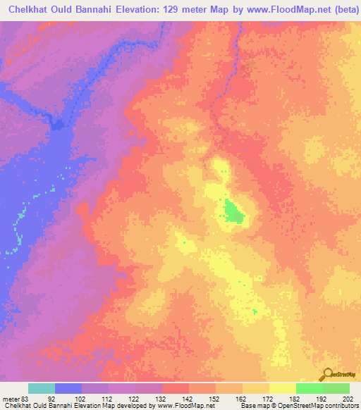 Chelkhat Ould Bannahi,Mauritania Elevation Map