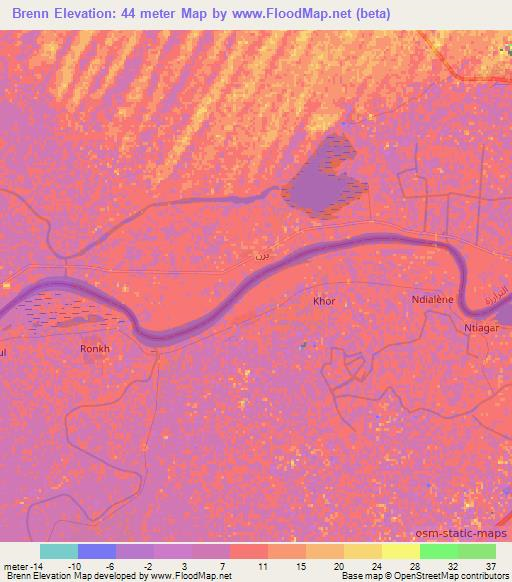 Brenn,Mauritania Elevation Map