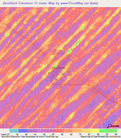 Boutilimit,Mauritania Elevation Map