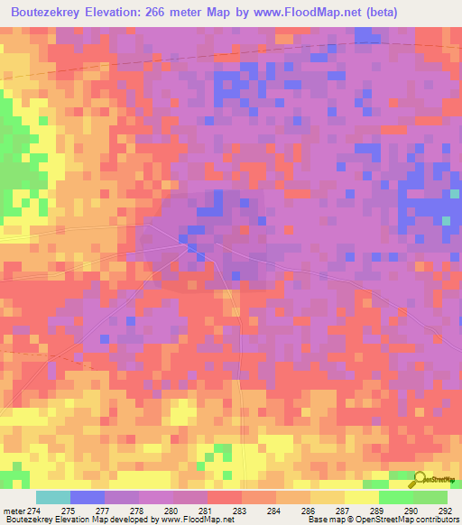 Boutezekrey,Mauritania Elevation Map