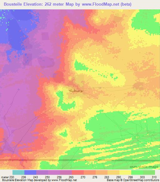 Bousteile,Mauritania Elevation Map