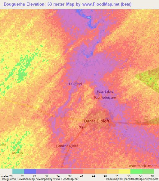 Bouguerha,Mauritania Elevation Map