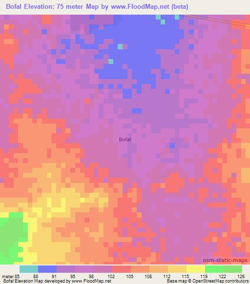 Bofal,Mauritania Elevation Map
