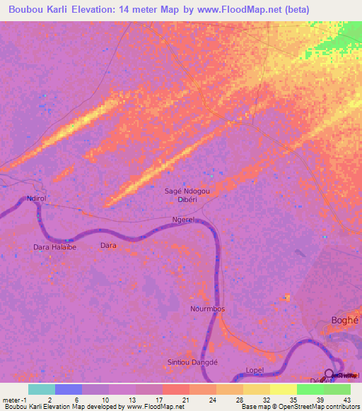 Boubou Karli,Mauritania Elevation Map