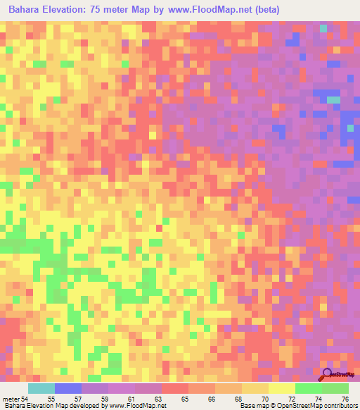 Bahara,Mauritania Elevation Map
