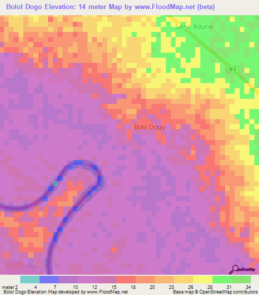 Bolol Dogo,Mauritania Elevation Map
